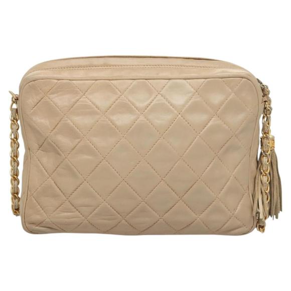 CHANEL Matelasse Chain Shoulder Bag Lamb Skin Beige Gold CC Auth bs26041 - Picture 2 of 16